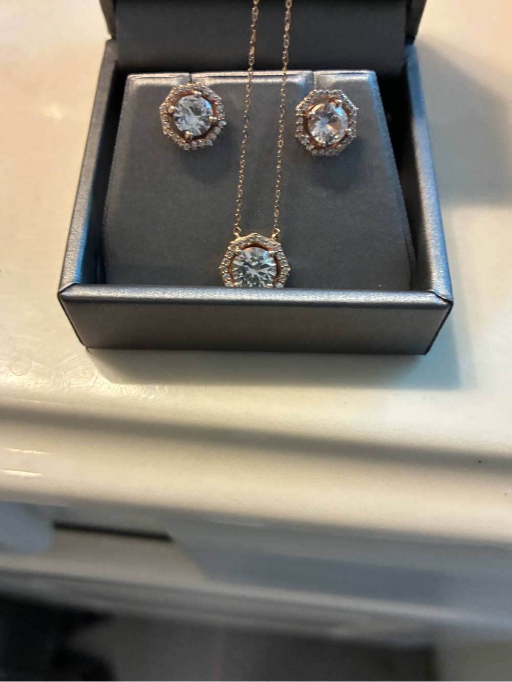 Rose Gold Crystal Halo Stud Earrings for Women